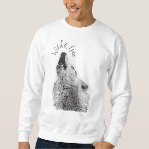 Sudadera Arte de lobo aullando guión masculino salvaje y li
