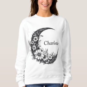 Sudadera Arte de Luna y Flores con Nombre Personalizable