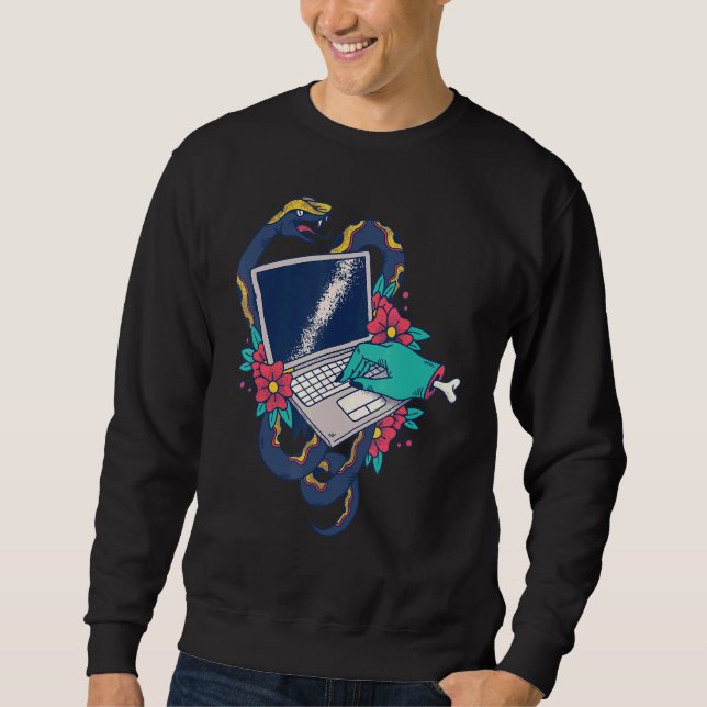 Sudadera Arte de mano en computadora de serpientes (Anverso)