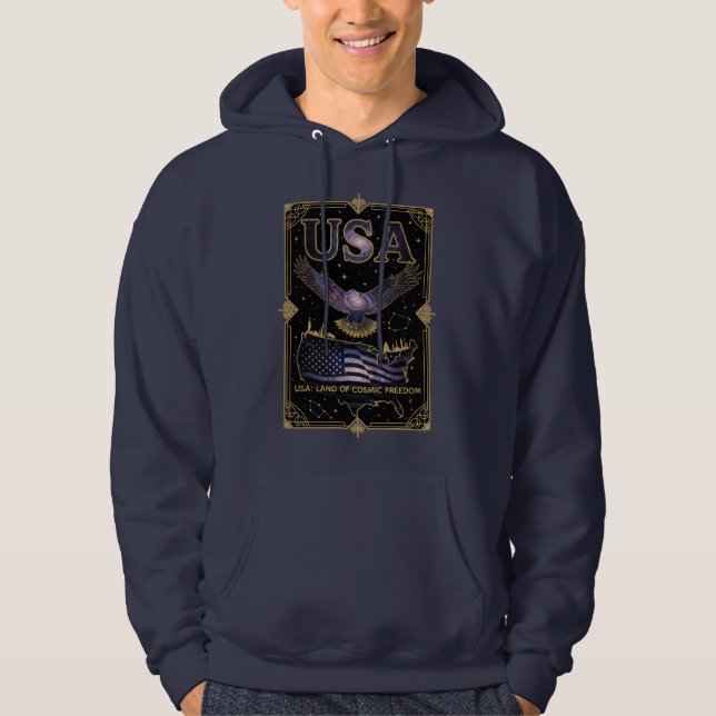 Sudadera Arte de Mapa Celestial Águila Cósmica USA (Anverso)