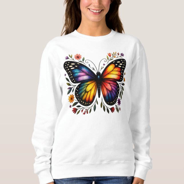 Sudadera Arte de Mariposa Arcoíris (Anverso)