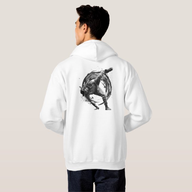 Sudadera Arte de movimiento monocromo de estilo urbano (Reverso completo)