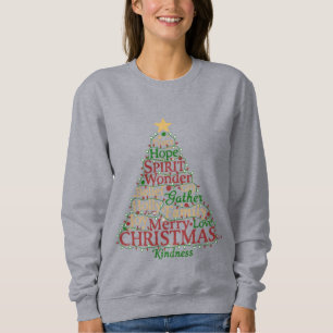 Sudadera Arte de Palabras Festivas Árbol de Navidad   Paz E