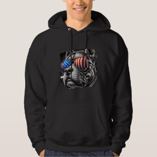Sudadera Arte de perro con gafas de sol de bandera estadoun
