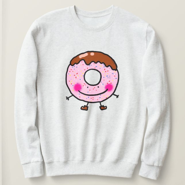 Sudadera Arte de personaje de donut sonriente con sprinkles (Anverso del diseño)