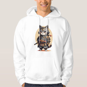 Sudadera Arte de personaje de fantasía lindo gato samurái g