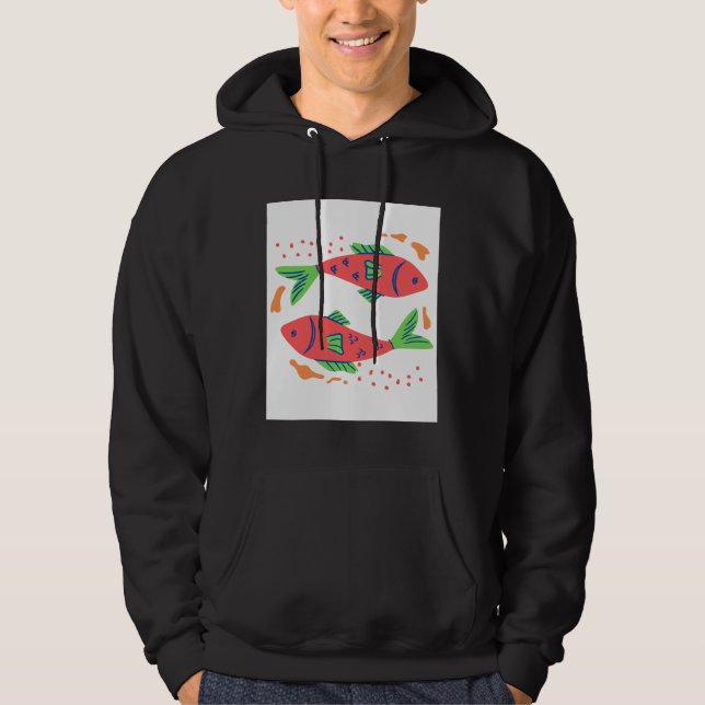 Sudadera Arte de pescado colorido (Anverso)