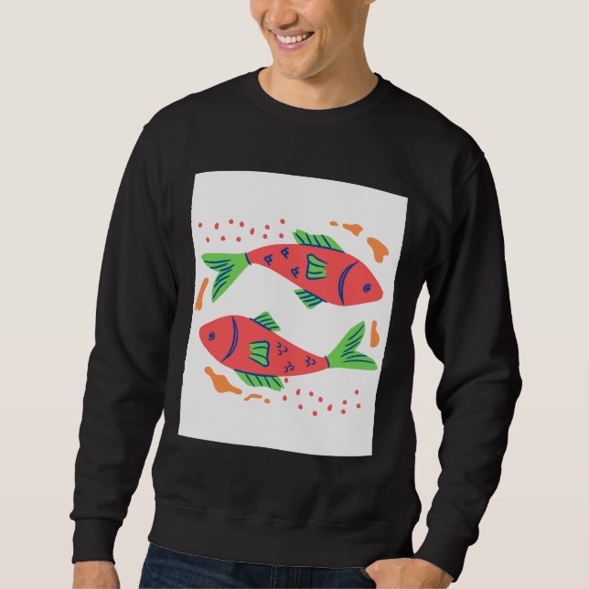 Sudadera Arte de pescado colorido (Anverso)