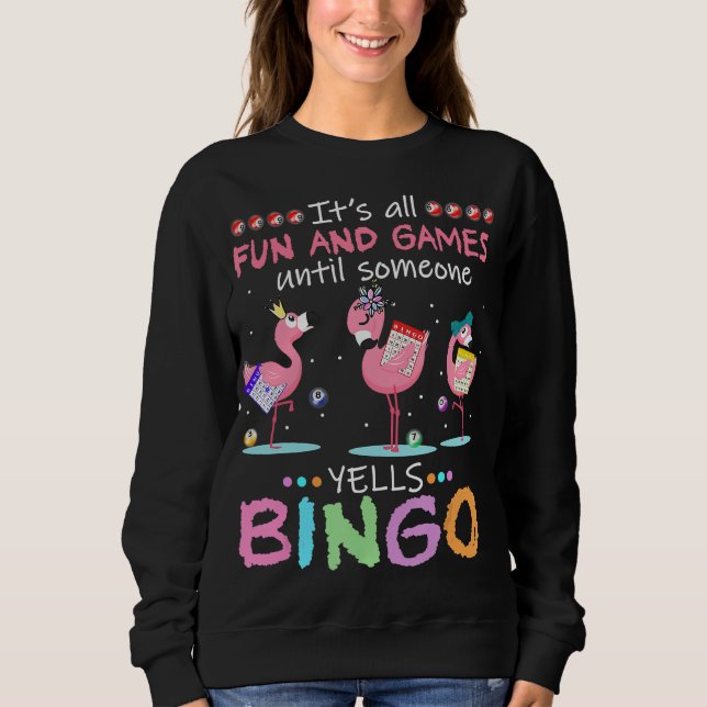 Sudadera Arte de regalos divertidos de Bingo Flamingo Rosa (Anverso)