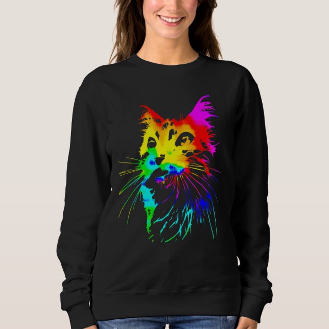 Sudadera Arte de salpicaduras de gato con teñido de nudos (Anverso)