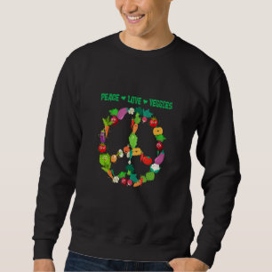 Sudadera Arte de Señal Vegetariano Vegano Paz Amor Verduras