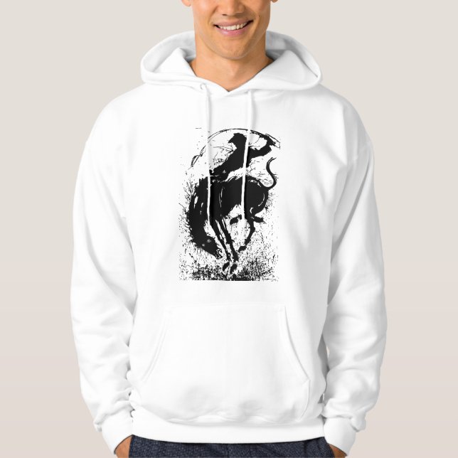 Sudadera Arte de silueta de rodeo vaquero dinámico (Anverso)
