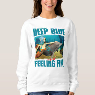 Sudadera Arte de sirena delfín azul profundo y sintiéndose