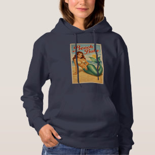 Sudadera Arte de Sirena Pin-Up Beach Babe   Vida Costera Re