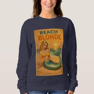 Sudadera Arte de Sirena Pin-Up Rubio de Playa Vida Costera