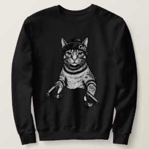 Sudadera Arte de tatuaje de gato gánster Kitty de moda ca