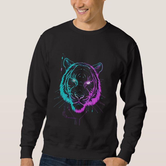 Sudadera Arte de tigre digital neón (Anverso)
