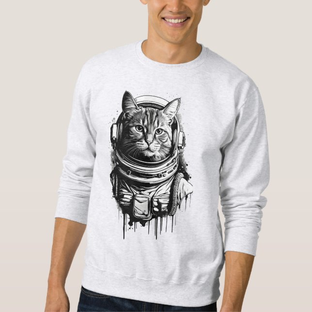 Sudadera Arte de tinta para gato astronauta (Anverso)