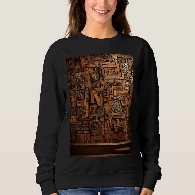 Sudadera arte de tipografía de madera (Anverso)