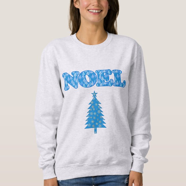 Sudadera Arte de Word - Noel Patterado con árboles azul cla (Anverso)