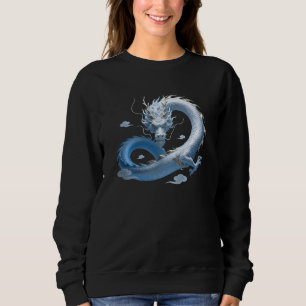 Sudadera Arte del Dragón Azul Estética de Fantasía Mítica