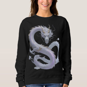 Sudadera Arte del Dragón Blanco   Estética de Fantasía Míti