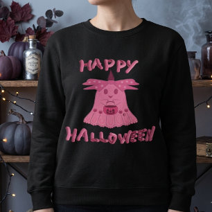 Sudadera Arte Digital Coquette Pink Ghost Feliz Halloween