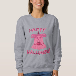 Sudadera Arte Digital Coquette Rosa Fantasma Feliz Hallowee
