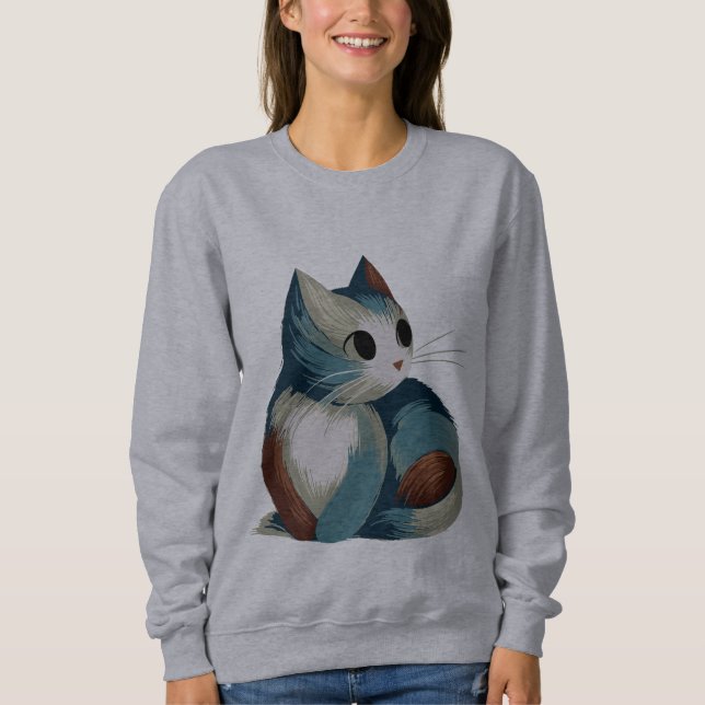 Sudadera Arte Digital de Gato Colorido (Anverso)