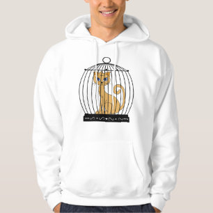 Sudadera Arte Divertido de Gato Atrapado en Jaula para Pája