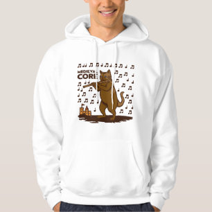 Sudadera Arte divertido de gato medieval tocando la flauta