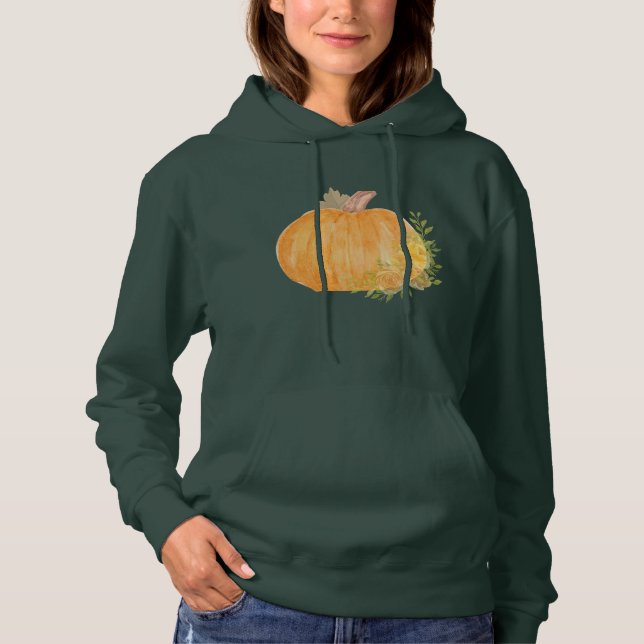 Sudadera Arte en Acuarela de Calabaza de Otoño (Anverso)