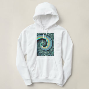 Sudadera Arte en espiral fractal abstracto azul turquesa na