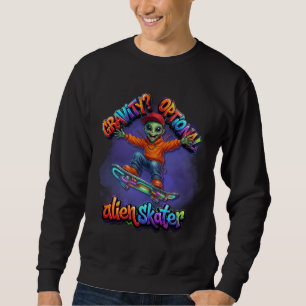 Sudadera Arte espacial de hoverboard de patinador alienígen