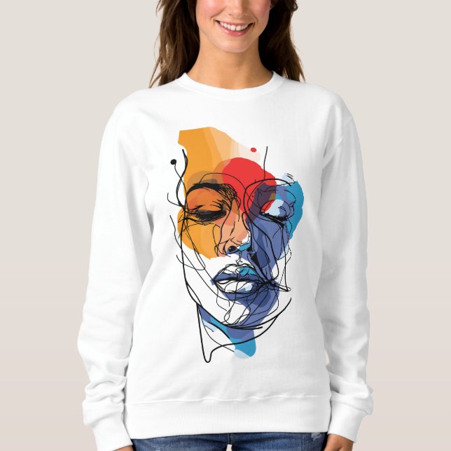 Sudadera Arte Facial de Línea Fluida Abstracta (Anverso)