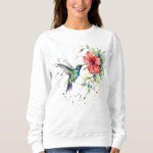 Arte floral acuarela de pájaro colibrí colorido de