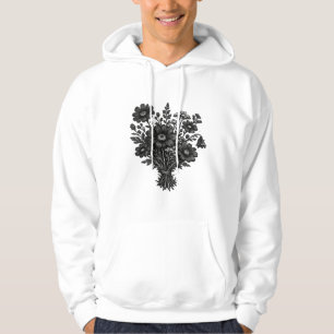 Sudadera Arte floral botánico linóleo de flores silvestres