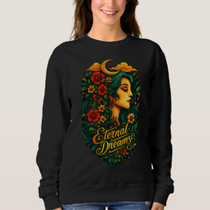 Sudadera Arte floral de la diosa lunar de sueños eternos