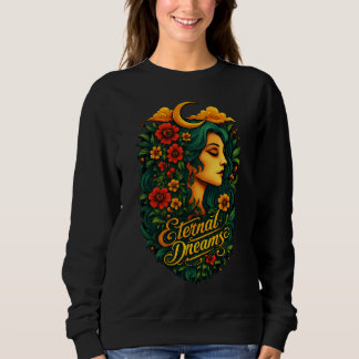 Sudadera Arte floral de la diosa lunar de sueños eternos