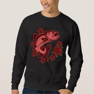 Sudadera Arte Floral Vintage de Trucha Marrón Alemana