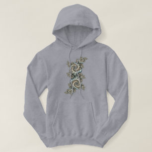 Sudadera Arte fractal en espiral beige y azul claro abstrac