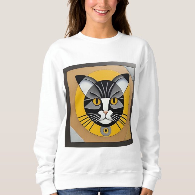 Sudadera Arte geométrico de gato (Anverso)