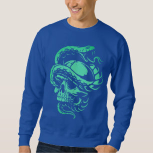 Sudadera Arte gótico de cráneo de neón y serpiente
