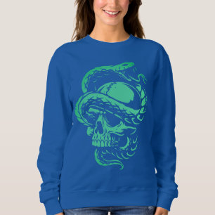 Sudadera Arte Gótico de Cráneo y Serpiente de Neón