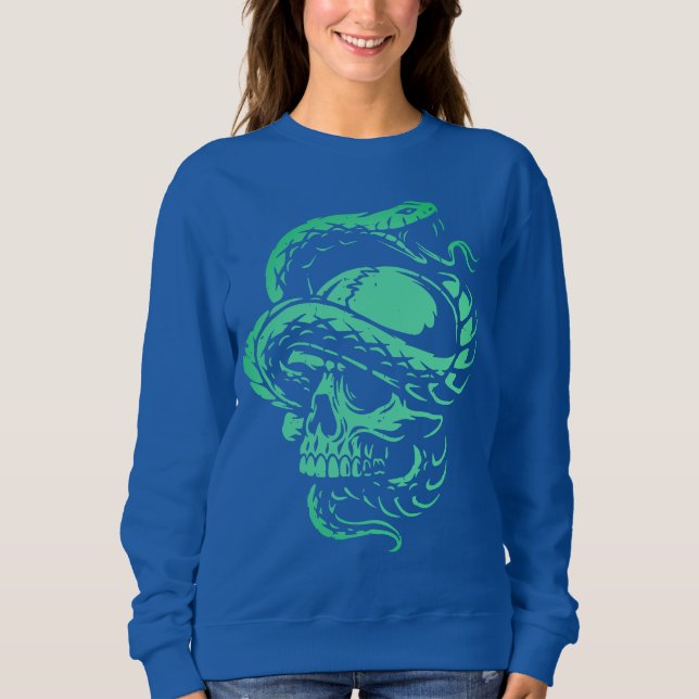 Sudadera Arte Gótico de Cráneo y Serpiente de Neón (Anverso)