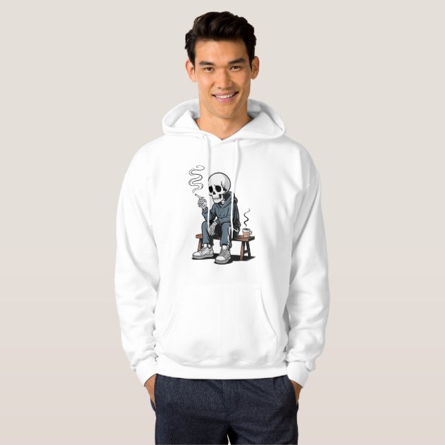 Sudadera Arte gráfico de esqueleto grungy con capucha (Anverso completo)