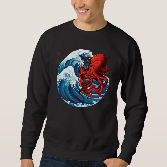 Sudadera Arte japonés del pulpo (Anverso)