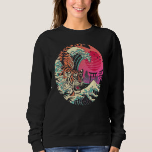 Sudadera Arte Japonés Retro Rad Tiger Ola Fuera Kanagawa