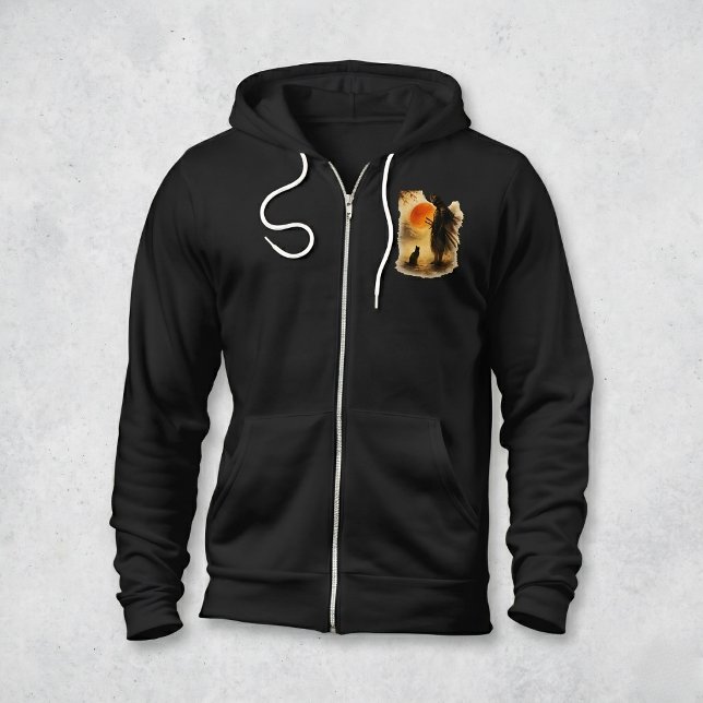 Sudadera  Arte Japonés Samurái Guerrero & Gato Negro  (Subido por el creador)