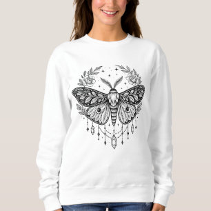 Sudadera Arte lineal botánico celestial de polilla gótica m